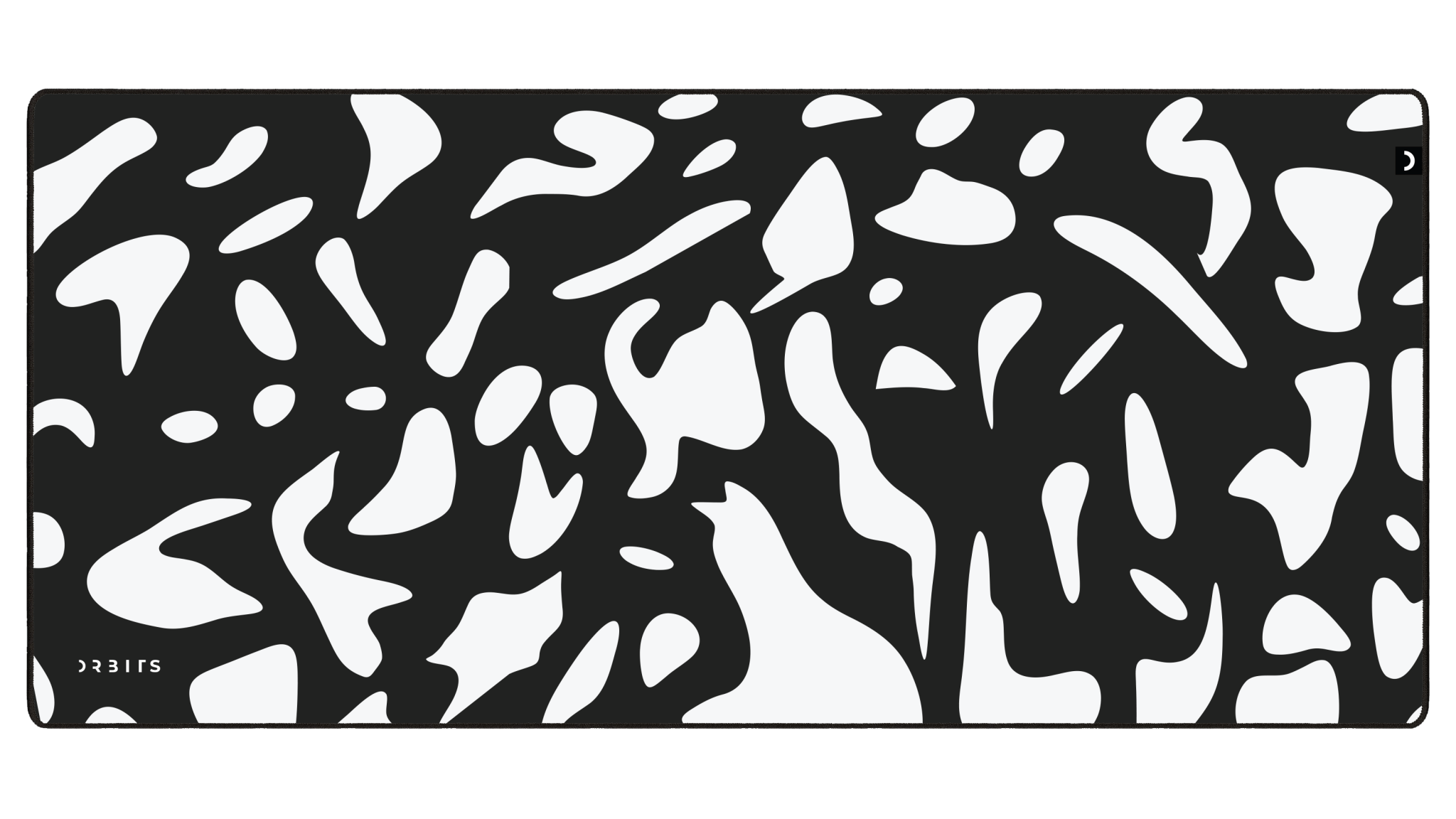 Close-up af Surface One Musemåtte XL Dots Black med grafisk mønster | Orbits
